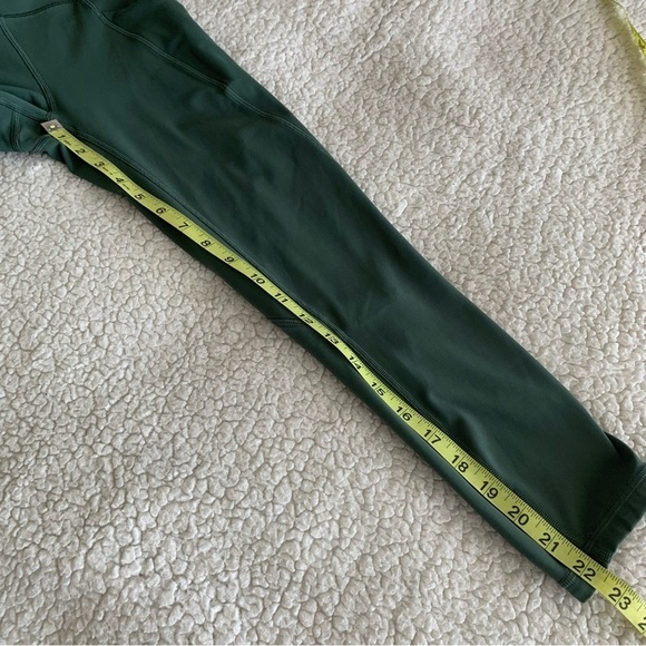 Lululemon Time To Sweat Crop Leggings Womens 4 Olive Green pockets Wide Waist - Picture 10 of 11